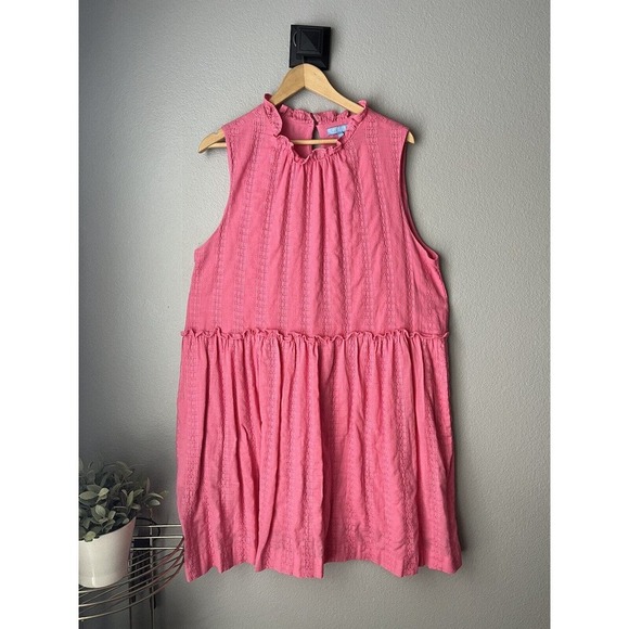 Draper James RSVP Women Size XXL/2X Pink Ruffle Trim Dress With Pockets - Picture 1 of 6